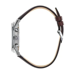 LIP Montre Himalaya Chrono Vert cadran argenté fond vert bracelet cuir de vache marron Best