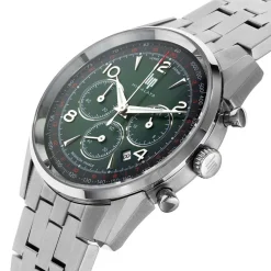 LIP Montre Himalaya Chrono Vert cadran argenté fond vert bracelet acier argenté Clearance