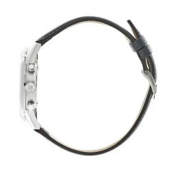 LIP Montre Himalaya Chrono Blanc Argenté cadran argenté fond blanc bracelet cuir bleu Online