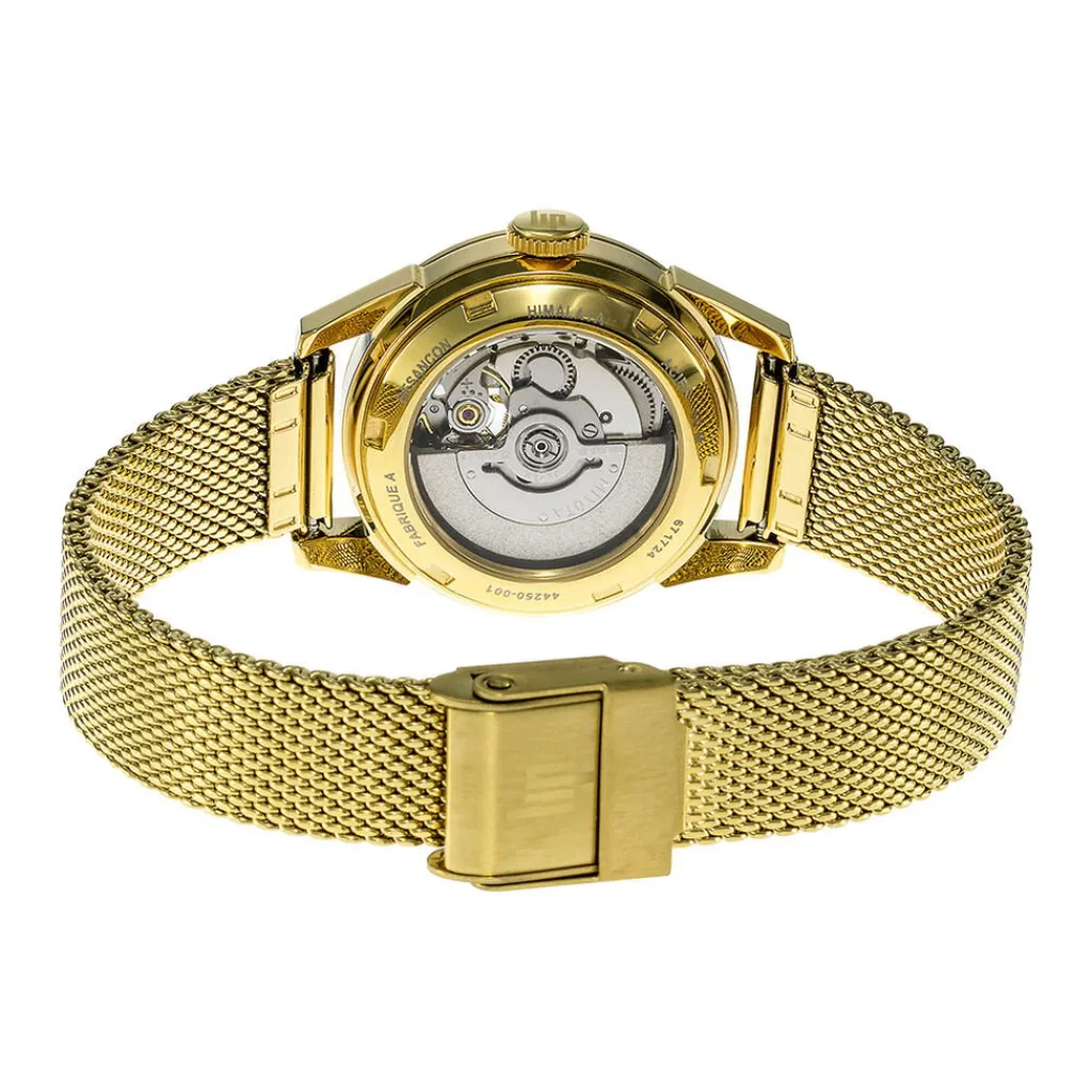 LIP Montre Himalaya C艙ur Battant Blanc cadran doré fond blanc bracelet acier doré Outlet