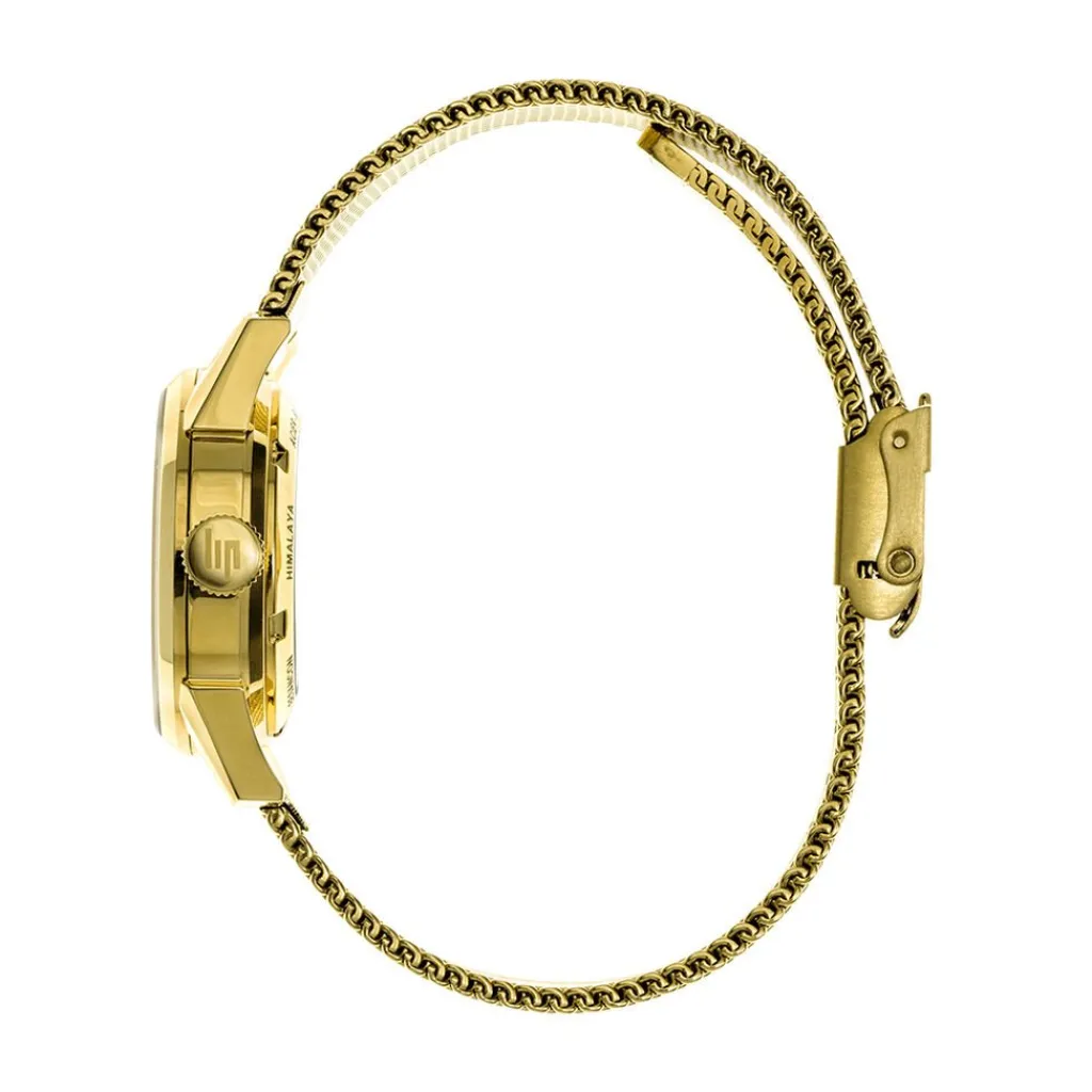 LIP Montre Himalaya C艙ur Battant Blanc cadran doré fond blanc bracelet acier doré Outlet