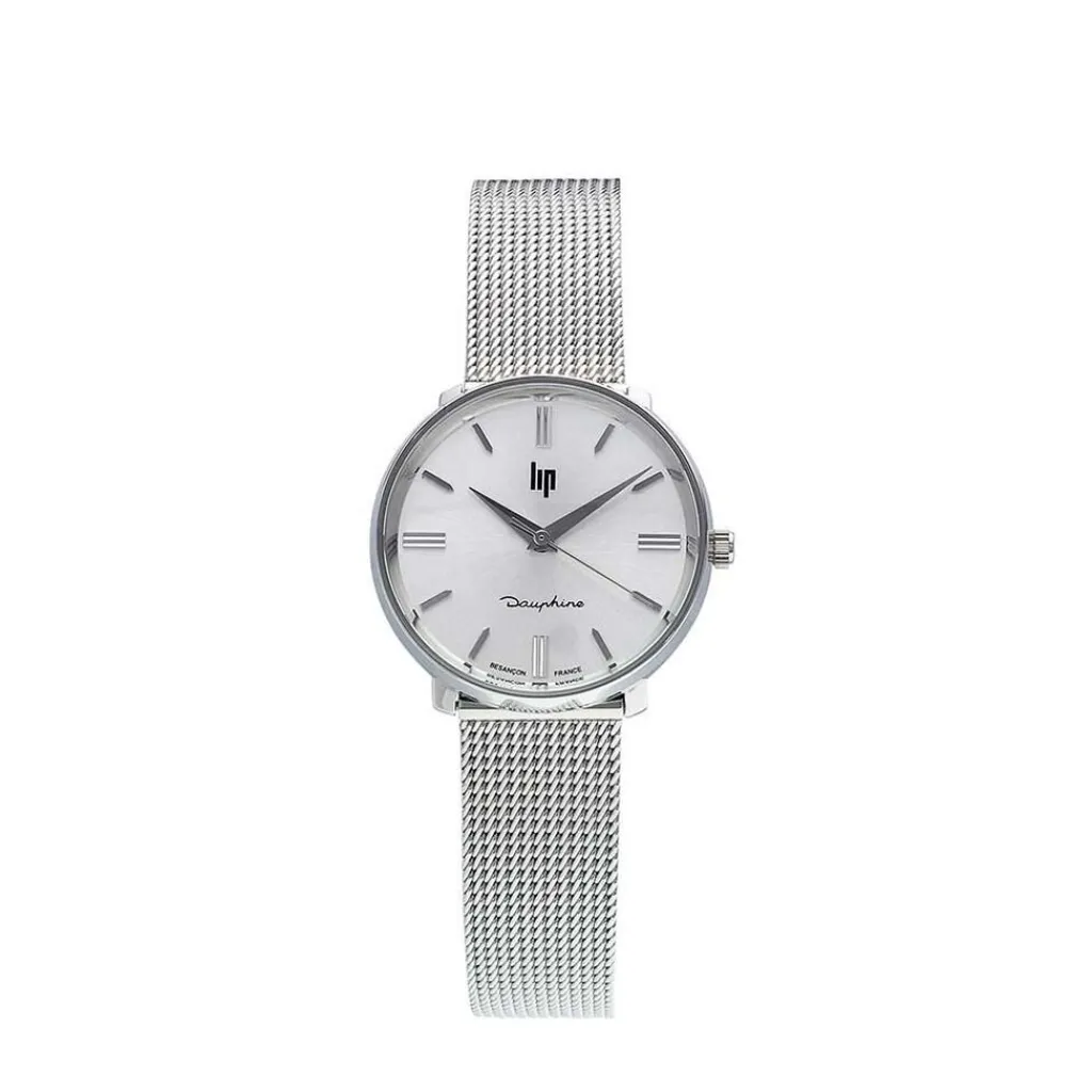 LIP Montre Himalaya Dauphine 29 Argenté cadran argenté fond argenté bracelet acier argenté