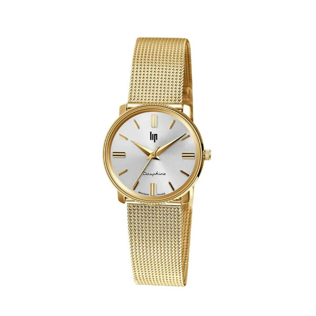 LIP Montre Himalaya Dauphine 29 Doré cadran argenté fond argenté bracelet acier doré Best