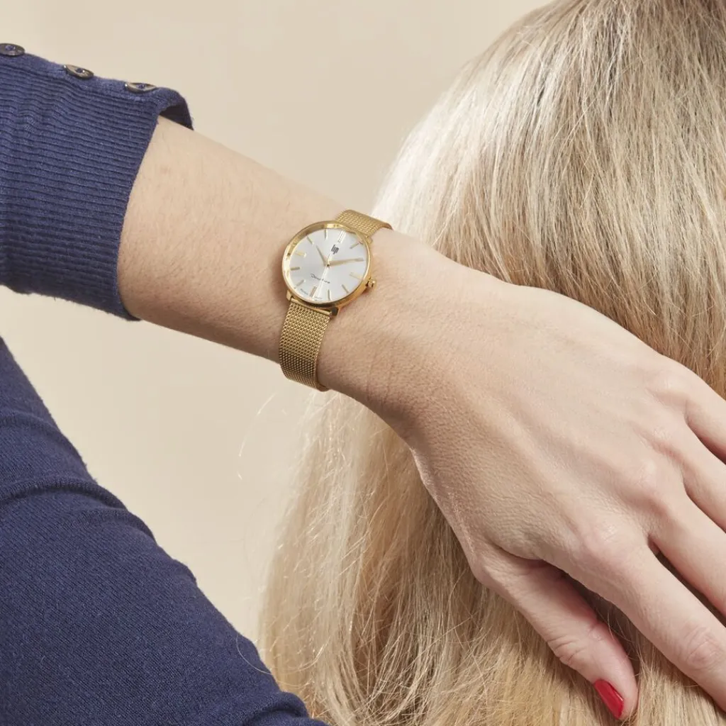 LIP Montre Himalaya Dauphine 29 Doré cadran argenté fond argenté bracelet acier doré Best
