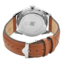 LIP Montre Himalaya Gris cadran argenté fond gris bracelet cuir marron