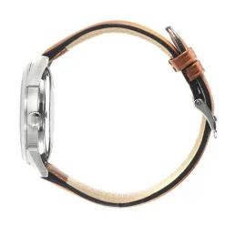 LIP Montre Himalaya Sablier 40 Bleu cadran argenté fond bleu bracelet cuir marron New