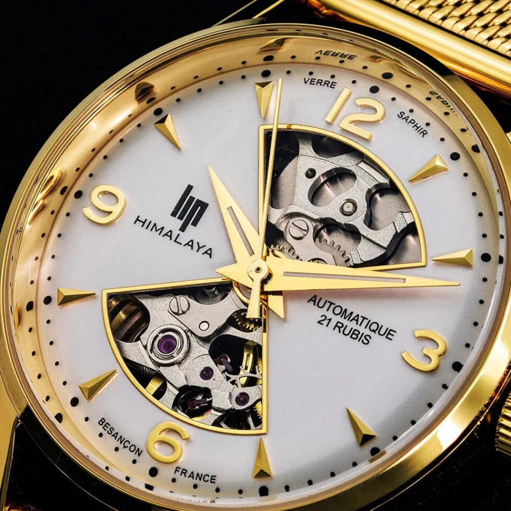 LIP Montre Himalaya Sablier 33 Blanc cadran doré fond blanc bracelet acier doré Sale