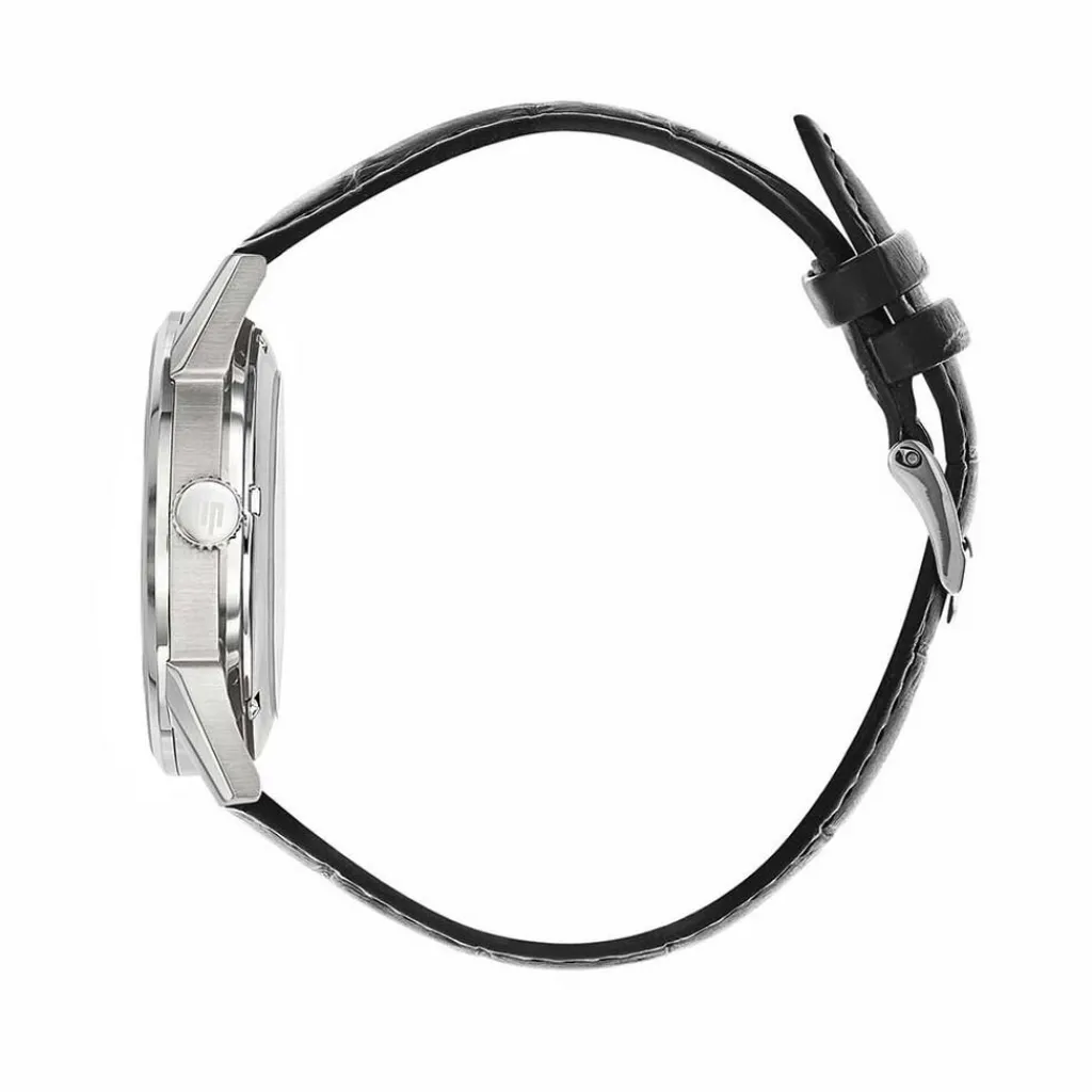 LIP Montre Himalaya Squelette Argenté cadran argenté fond argenté bracelet cuir noir
