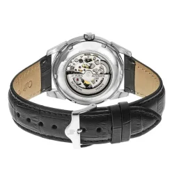 LIP Montre Himalaya Squelette Argenté cadran argenté fond argenté bracelet cuir noir