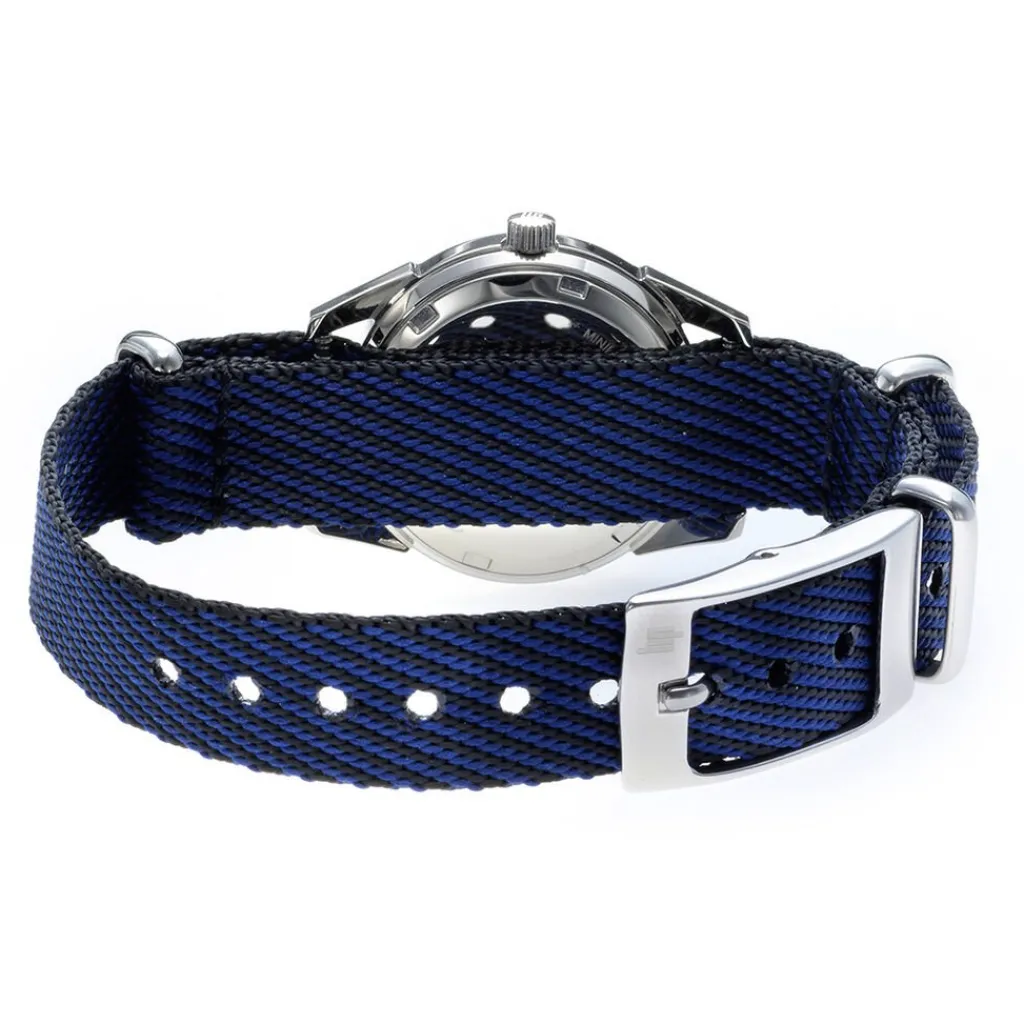 LIP Montre Mini Argenté cadran argenté fond argenté bracelet nylon bleu Sale