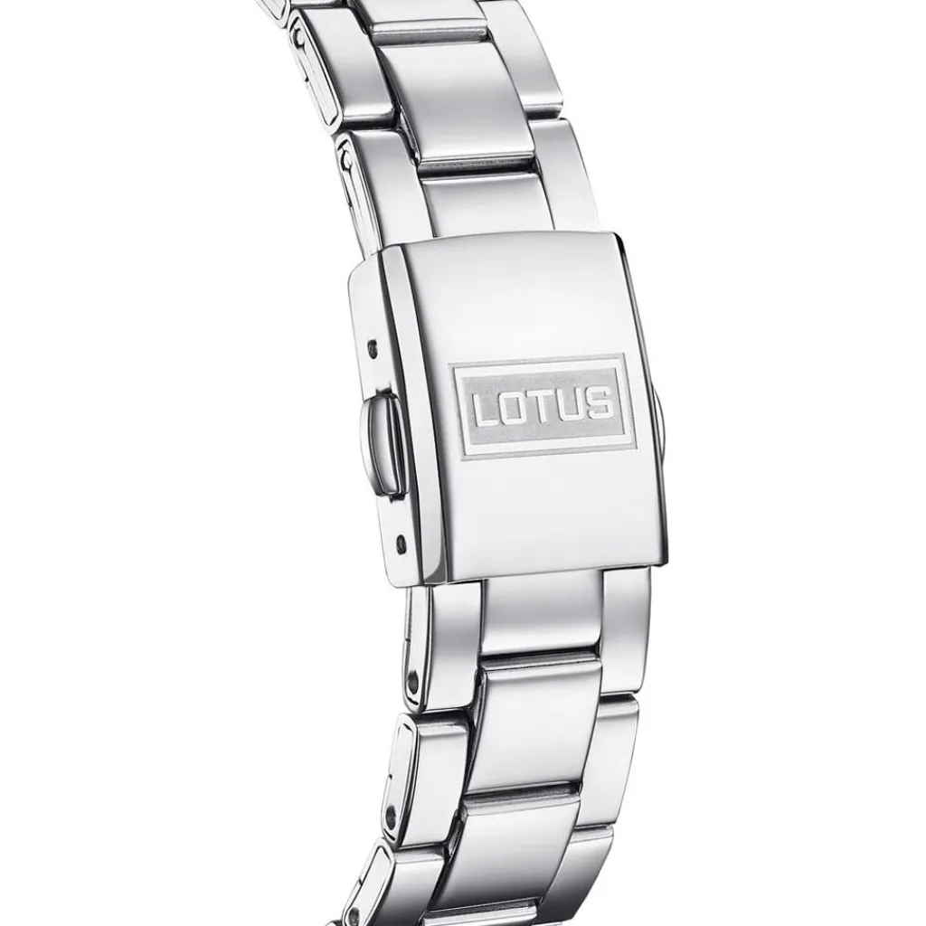 LOTUS Montre Bliss Noir cadran argenté fond noir bracelet acier argenté New