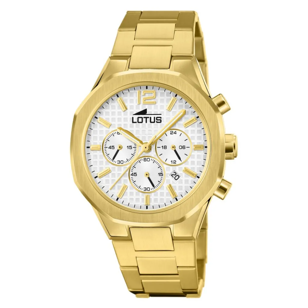 LOTUS Montre Excellent Argenté cadran doré fond argenté bracelet acier doré Clearance
