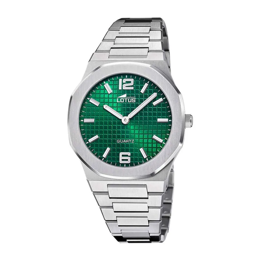 LOTUS Montre Excellent Vert cadran argenté fond vert bracelet acier argenté Sale