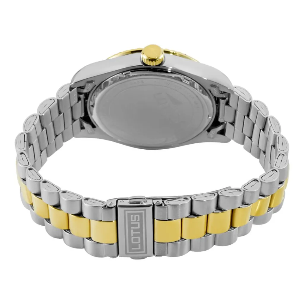 LOTUS Montre Freedom Collection Noir cadran argenté fond noir bracelet acier bicolore Hot