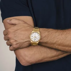 LOTUS Montre Freedom Collection Blanc cadran doré fond blanc bracelet acier doré Outlet