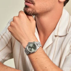 LOTUS Montre Freedom Collection Vert cadran argenté fond vert bracelet acier argenté Outlet