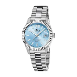 LOTUS Montre Freedom Collection Bleu Clair cadran argenté fond beu clair bracelet acier argenté New