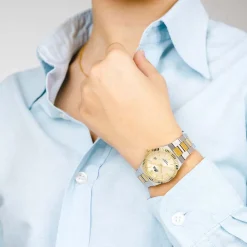 LOTUS Montre Freedom Collection Doré cadran argenté fond doré bracelet acier bicolore