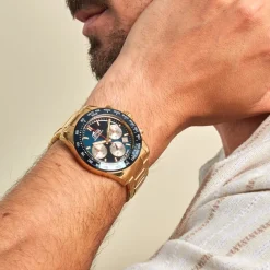 LOTUS Montre Freedom Collection Bleu cadran doré fond bleu bracelet acier doré Online