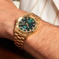 LOTUS Montre Freedom Collection Vert cadran doré fond vert bracelet acier doré Discount