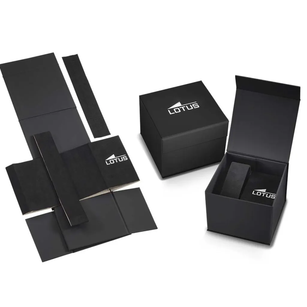 LOTUS Montre Minimalist Noir cadran argenté fond bleu bracelet acier argenté Discount