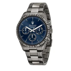 MASERATI Montre Competizione Bleu cadran gris fond bleu bracelet acier gris Hot
