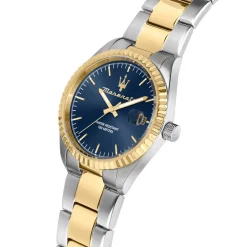MASERATI Montre Competizione Bleu cadran argenté fond bleu bracelet acier bicolore Sale