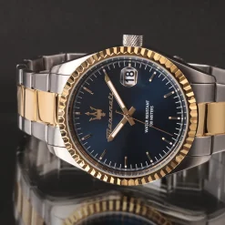 MASERATI Montre Competizione Bleu cadran argenté fond bleu bracelet acier bicolore Sale