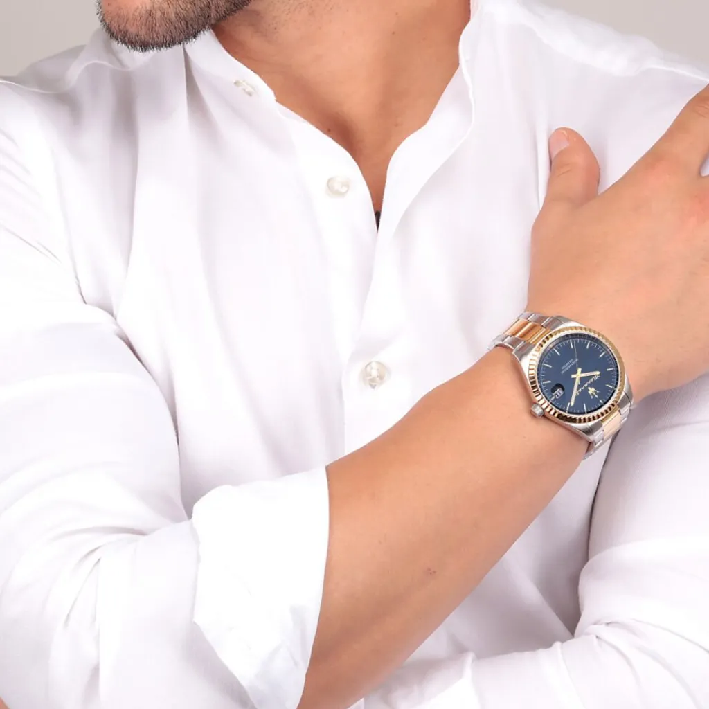 MASERATI Montre Competizione Bleu cadran argenté fond bleu bracelet acier bicolore Sale