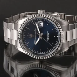 MASERATI Montre Competizione Bleu cadran argenté fond bleu bracelet acier argenté
