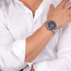 MASERATI Montre Competizione Bleu cadran argenté fond bleu bracelet acier argenté