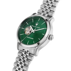MASERATI Montre Epoca Vert cadran argenté fond vert bracelet métal argenté Outlet