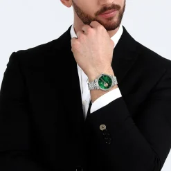 MASERATI Montre Epoca Vert cadran argenté fond vert bracelet métal argenté Outlet