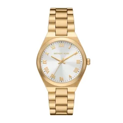 MICHAEL KORS Montre Lennox Blanc cadran doré fond blanc bracelet acier doré Outlet