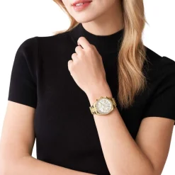 MICHAEL KORS Montre Lexington Blanc diam&egrave;tre 38 blanc doré Outlet