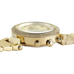 MICHAEL KORS Montre Parker Chrono Champagne cadran doré fond champagne bracelet acier doré Discount