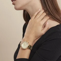 MICHAEL KORS Montre Parker Chrono Champagne cadran doré fond champagne bracelet acier doré Discount