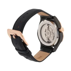 MONTIGNAC Montre Geometric Automatique Noir cadran bicolore rose / noir fond noir bracelet cuir de vache noir Discount