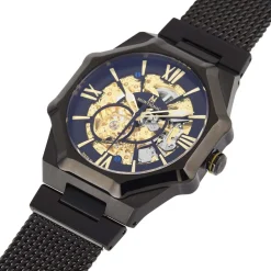 MONTIGNAC Montre Octogon Automatique Noir cadran noir fond noir bracelet acier noir Discount