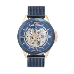 MONTIGNAC Montre Round Automatique Bleu cadran bicolore doré / rose fond bleu bracelet acier bleu Clearance