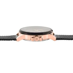 MONTIGNAC Montre Round Automatique Noir cadran doré rose fond noir bracelet acier noir Hot