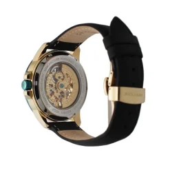 MONTIGNAC Montre Round Automatique  Vert cadran dore fond vert bracelet cuir noir Clearance