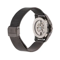 MONTIGNAC Montre Round Automatique Noir cadran gris fond noir bracelet acier gris Outlet