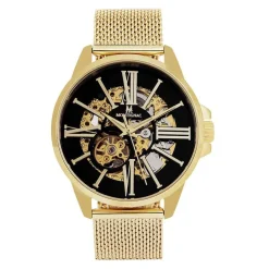 MONTIGNAC Montre Round Automatique Noir cadran doré fond noir bracelet acier doré Sale