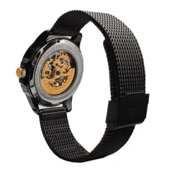 MONTIGNAC Montre Round Automatique Noir cadran noir fond noir bracelet acier noir Hot