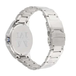 MONTIGNAC Montre Round Multifonction Bleu cadran argenté fond bleu bracelet acier argenté Discount