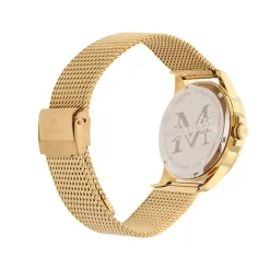 MONTIGNAC Montre Round Noir cadran doré fond noir bracelet acier doré Best