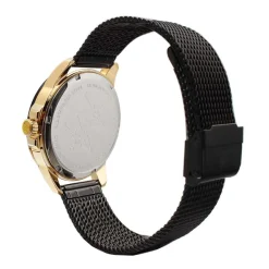 MONTIGNAC Montre Round Noir cadran doré fond noir bracelet acier noir Outlet