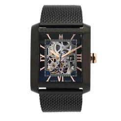 MONTIGNAC Montre Square Automatique Noir cadran noir fond noir bracelet acier noir Hot