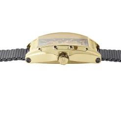 MONTIGNAC Montre Tonneau Automatique Noir cadran doré fond noir bracelet acier noir Sale